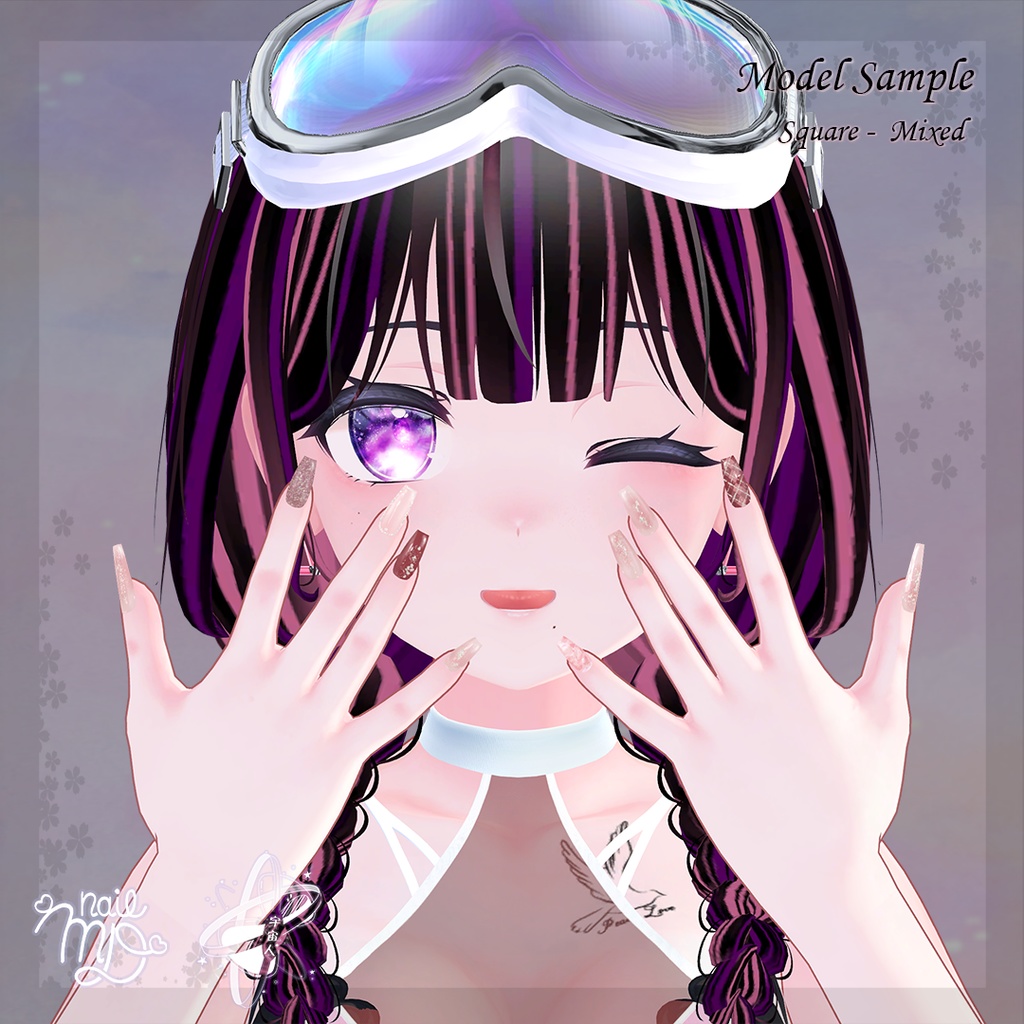 【MDollnail対応】Pink NailSet【VRChat向けネイルチップ】