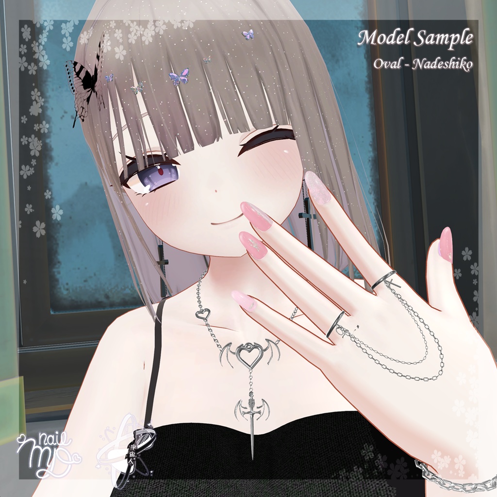 【MDollnail対応】Pink NailSet【VRChat向けネイルチップ】