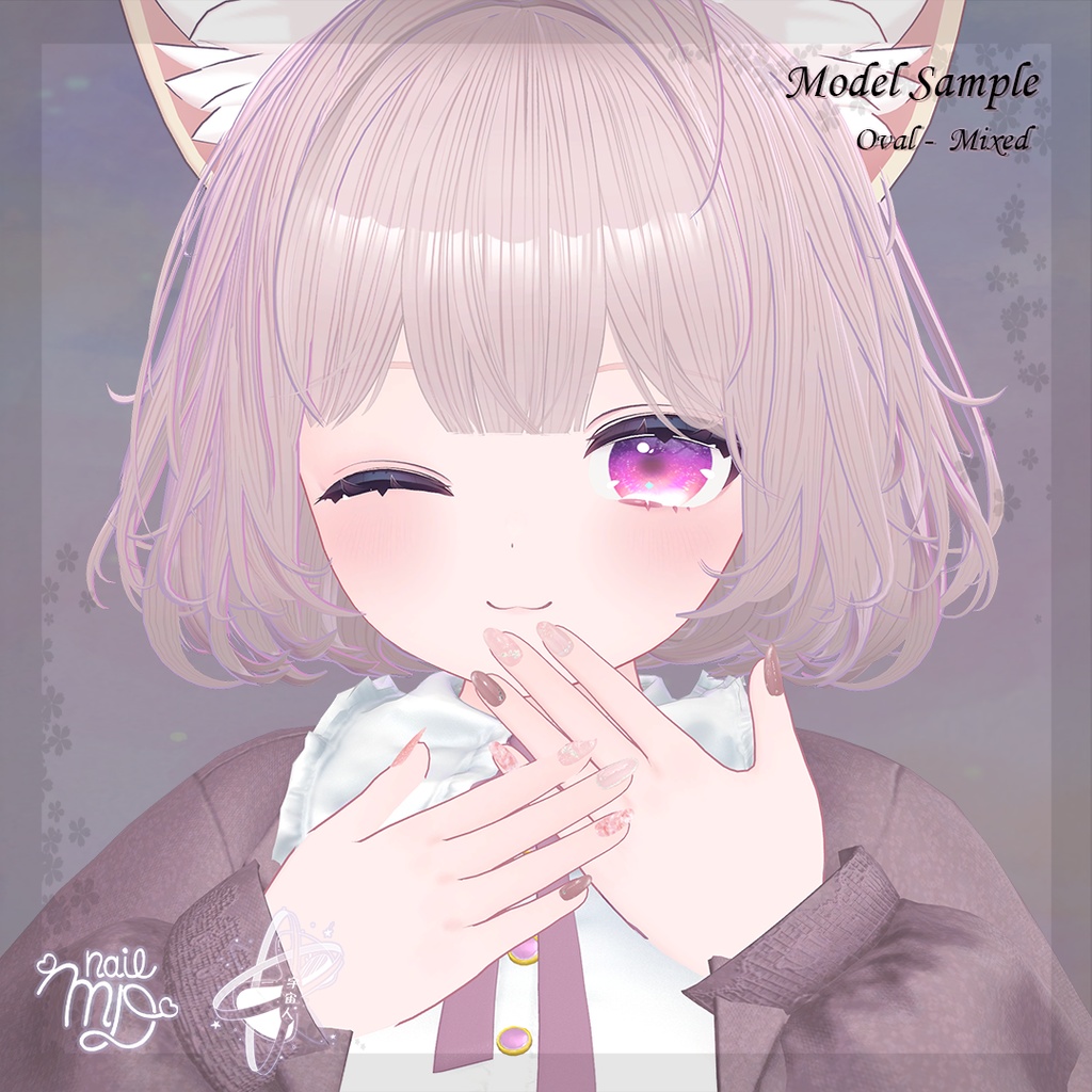 【MDollnail対応】Pink NailSet【VRChat向けネイルチップ】