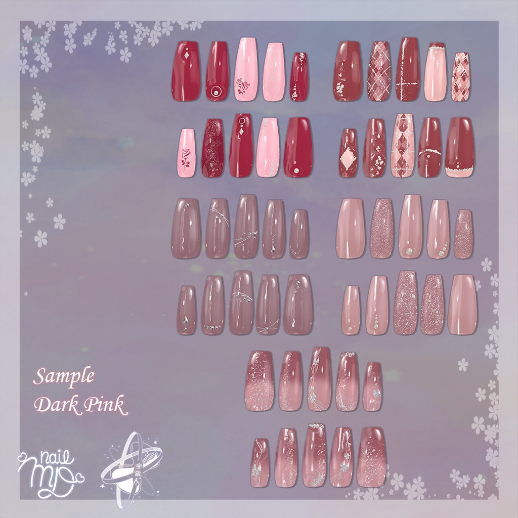 【MDollnail対応】Pink NailSet【VRChat向けネイルチップ】