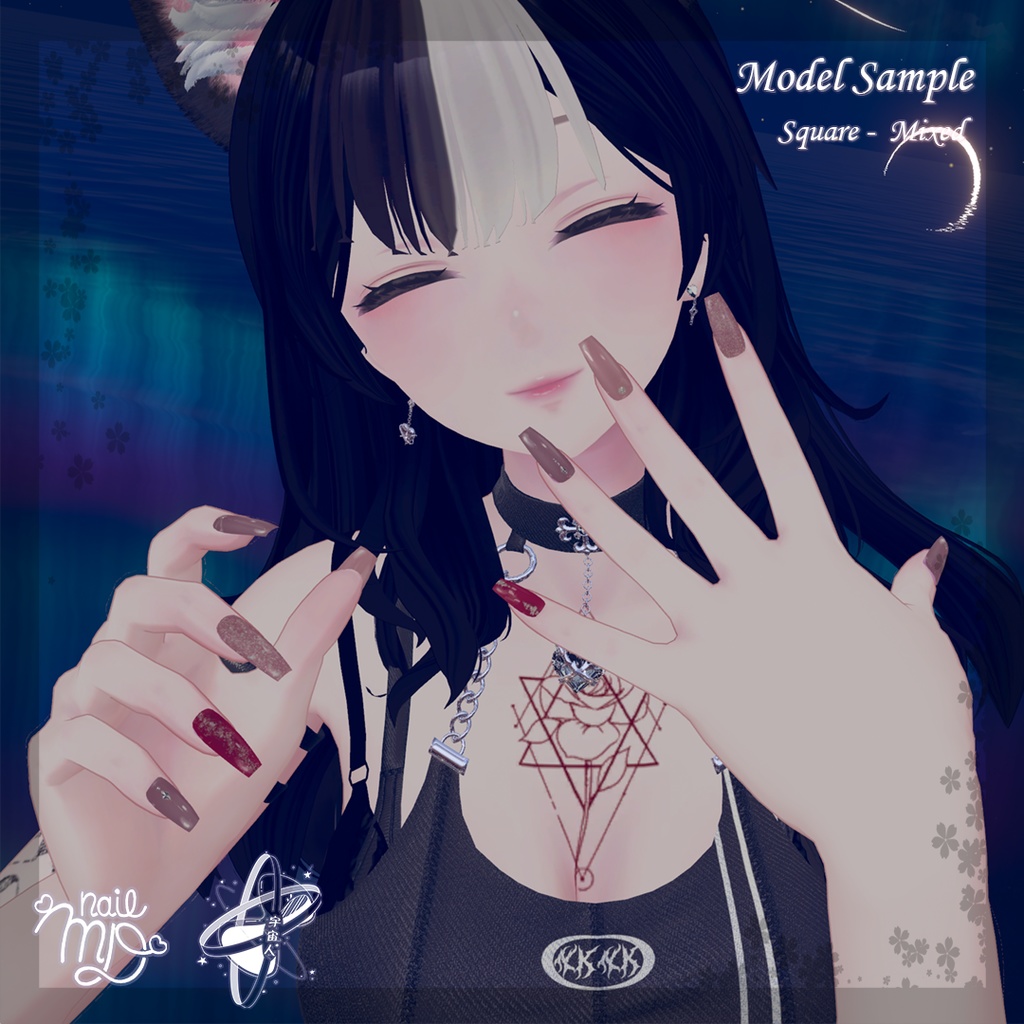 【MDollnail対応】Pink NailSet【VRChat向けネイルチップ】