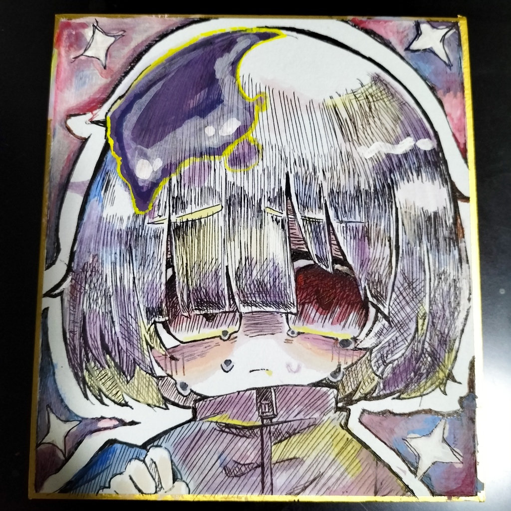色紙（絵の具とボールペン）