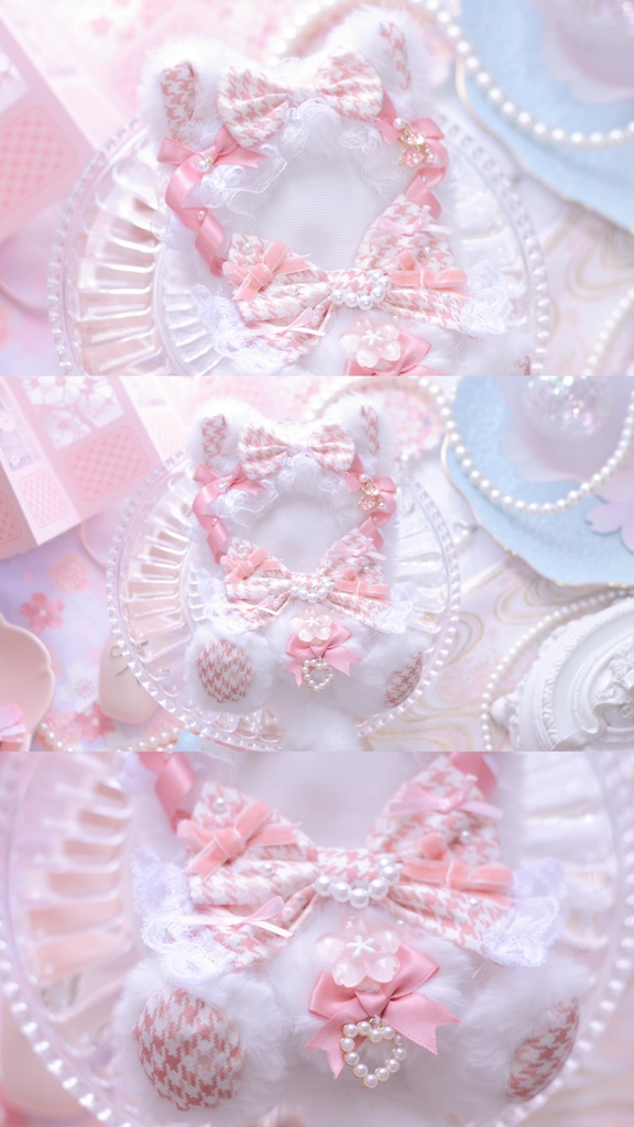 桜吹雪と白猫🌸🎀