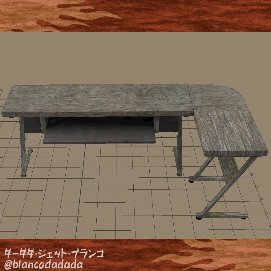 コケのついた古い木の机