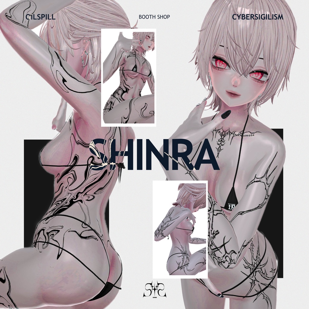 Shinra CyberSigilism & Oilspill Tattoo Pack [4K Textures] 入れ墨 *テクスチャ* モデル「森羅」