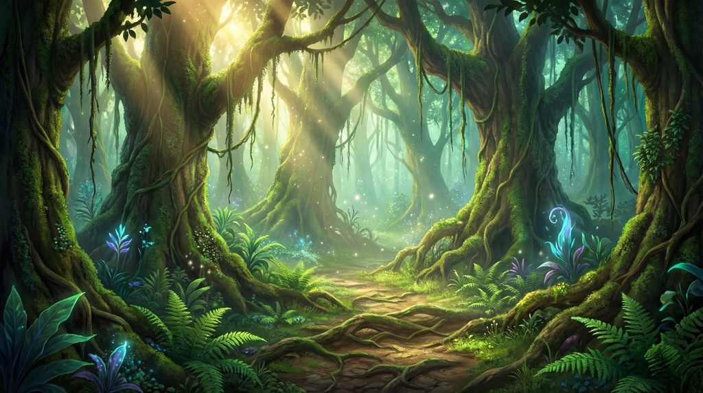 【背景素材】ファンタジーの森（昼・夜・霧差分セット）/ 4K / RPG・TRPG用