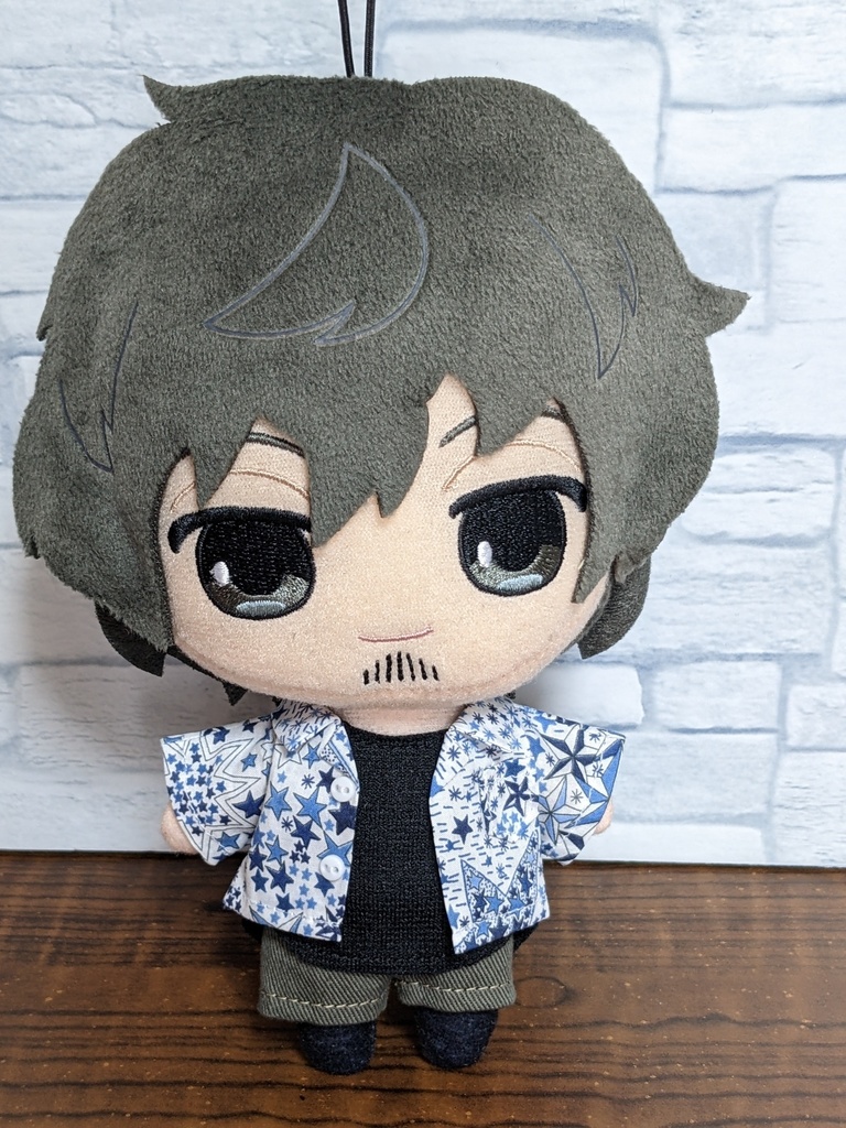 開襟柄シャツ③ブルー