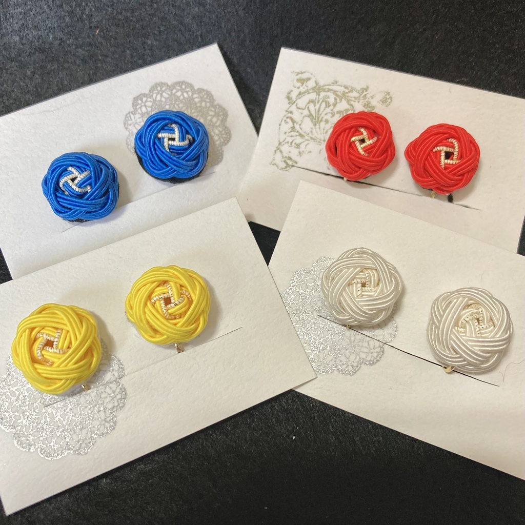 赤い薔薇の水引ピアス•イヤリング