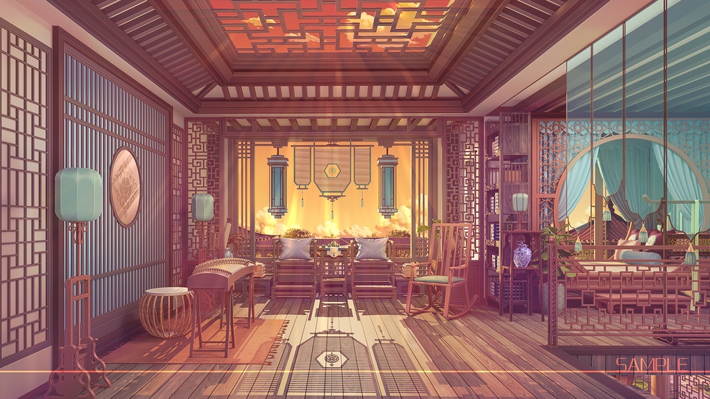背景素材:中華風の部屋【Vtuber向け】(更新があります