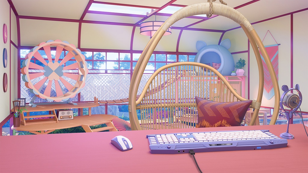 動く背景素材:小動物の和室【Vtuber向け】