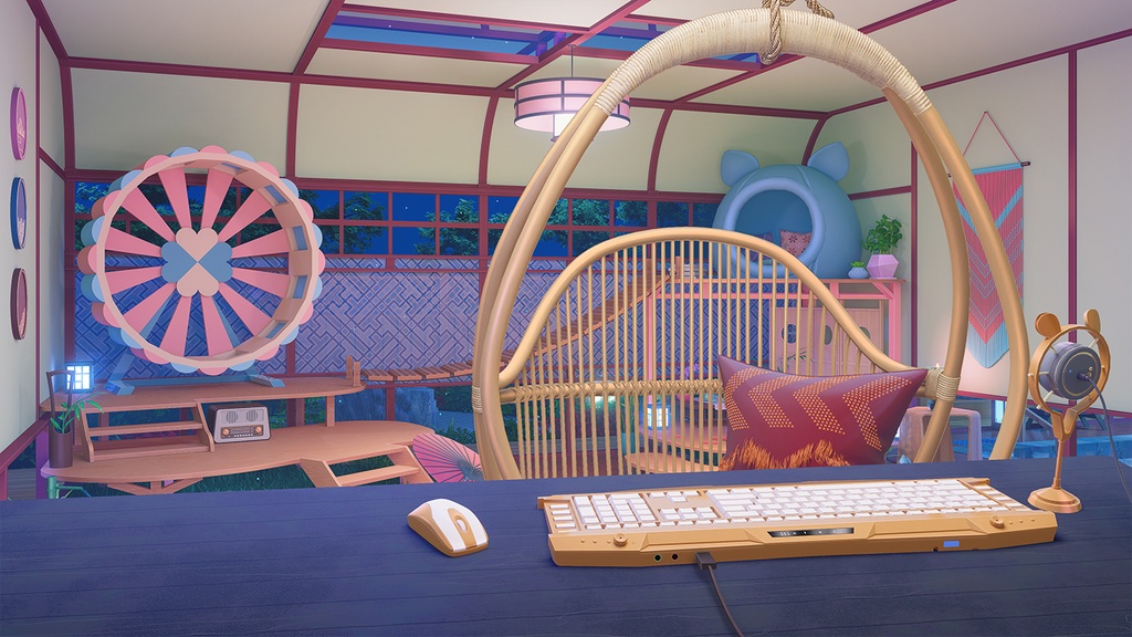 動く背景素材:小動物の和室【Vtuber向け】