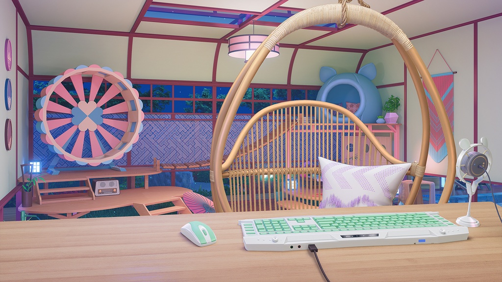 動く背景素材:小動物の和室【Vtuber向け】