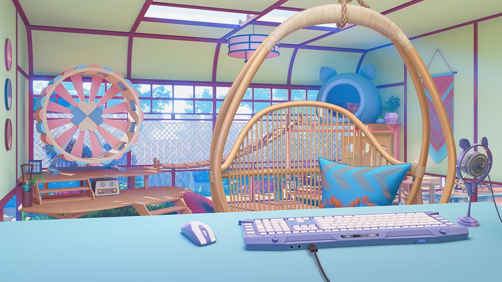 動く背景素材:小動物の和室【Vtuber向け】