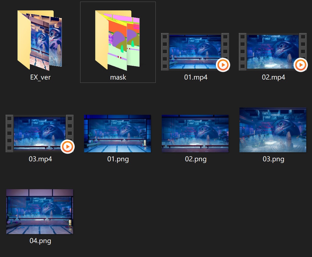 動く背景素材:水浸しの和風の庭【Vtuber向け】