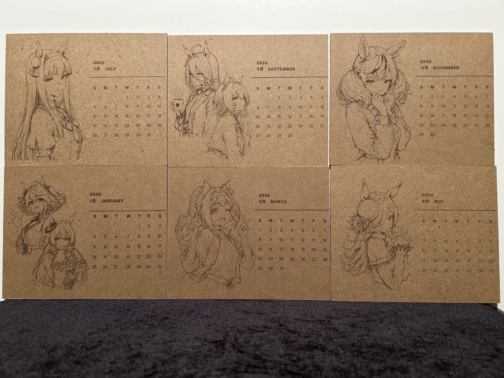 ウマ娘2026卓上木製カレンダー