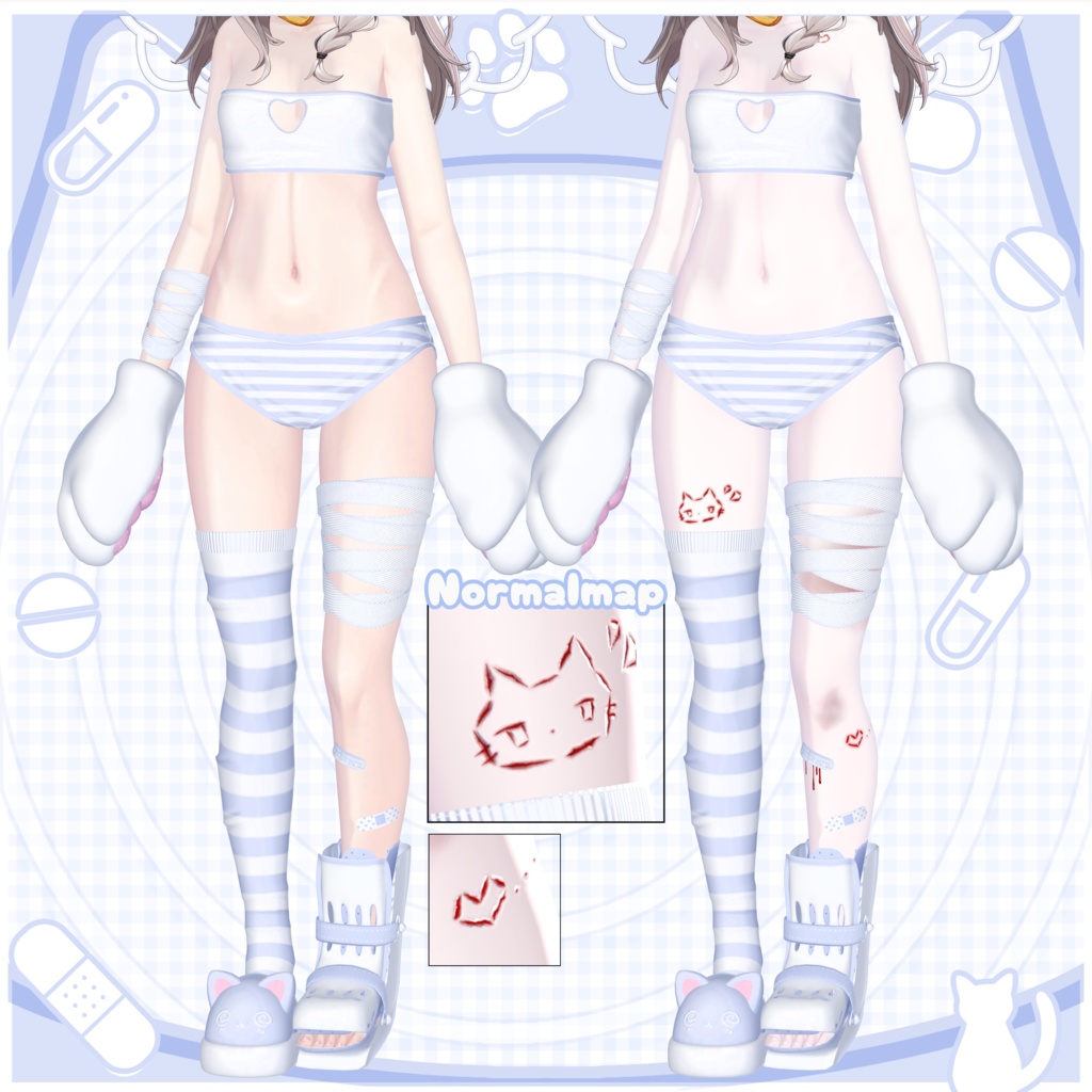 ♡Toxic cat♡Makeup+Eye tex+Bandage【7アバター対応】