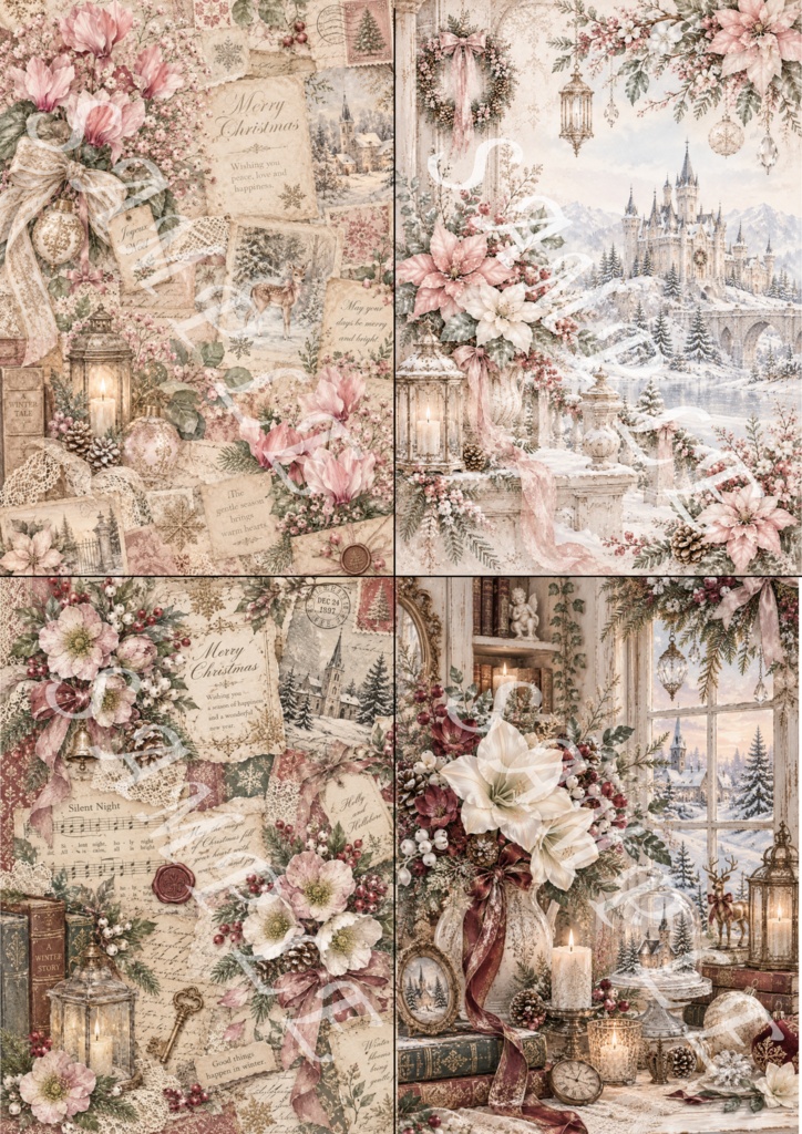 クリスマスデザインペーパー/クリスマスコラージュ背景