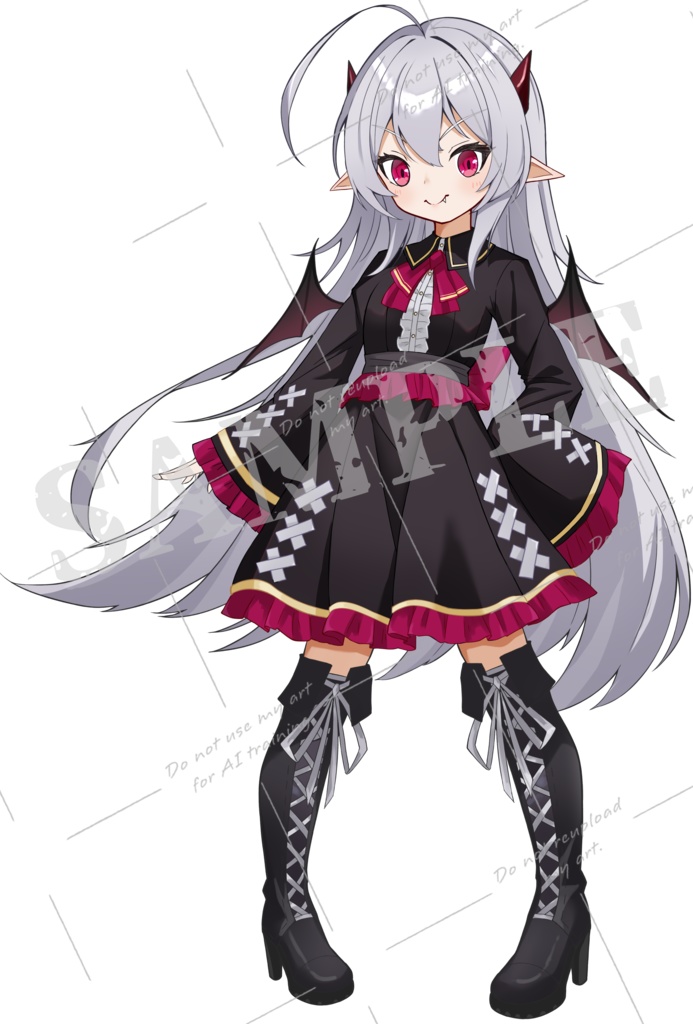 TRPG立ち絵素材|吸血鬼の少女|表情6種+髪色6種+追加パーツ5種|全身|透過PNG