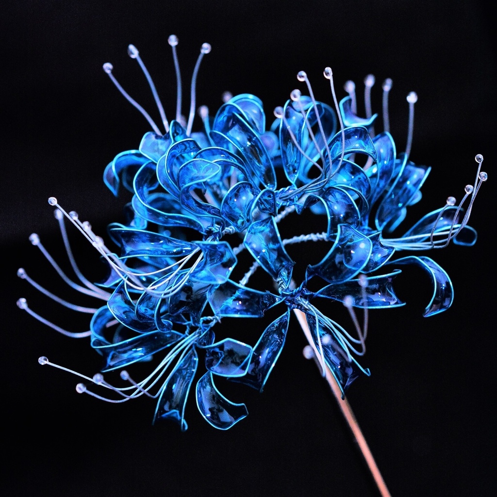 青い彼岸花のかんざし、ヘアクリップ