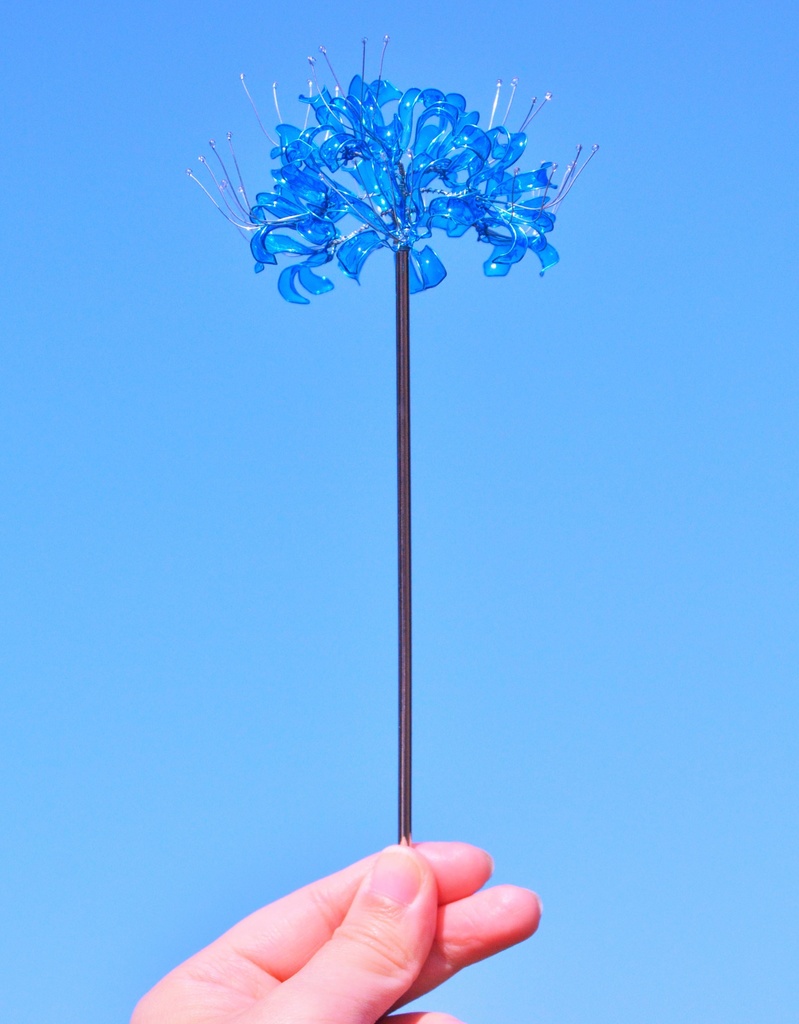 青い彼岸花のかんざし、ヘアクリップ