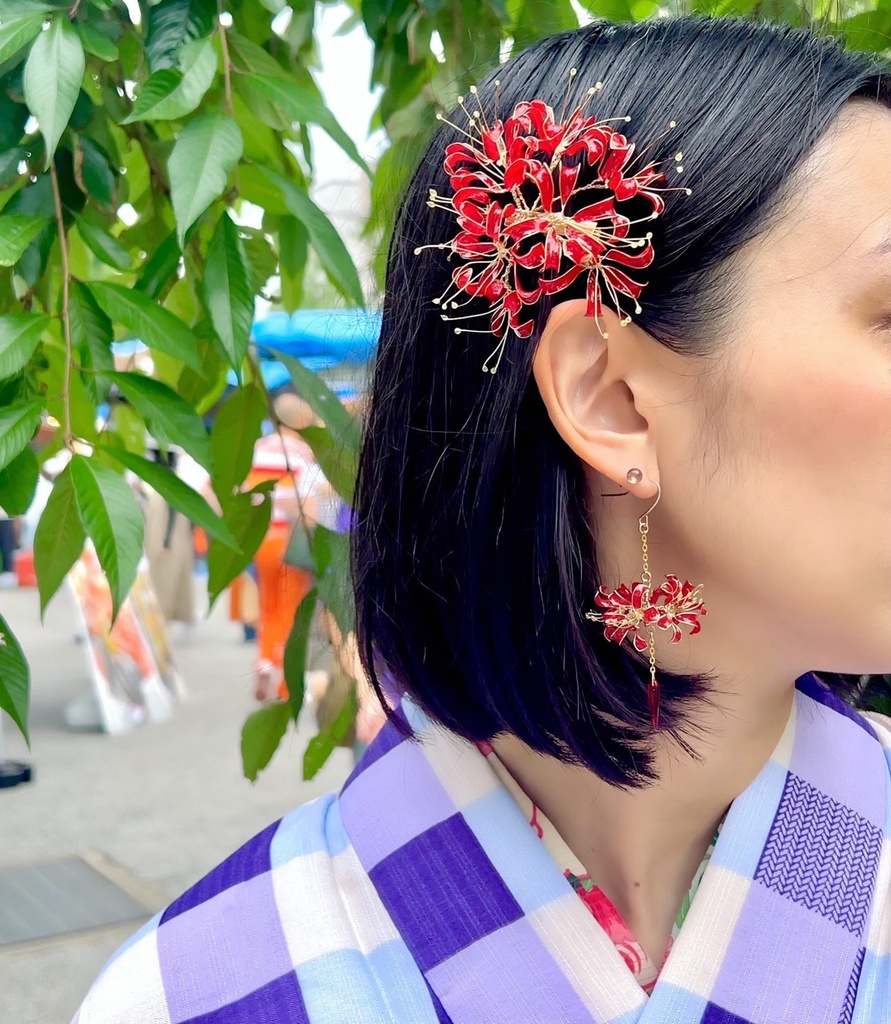 白い彼岸花のかんざし*ヘアクリップに変更可能