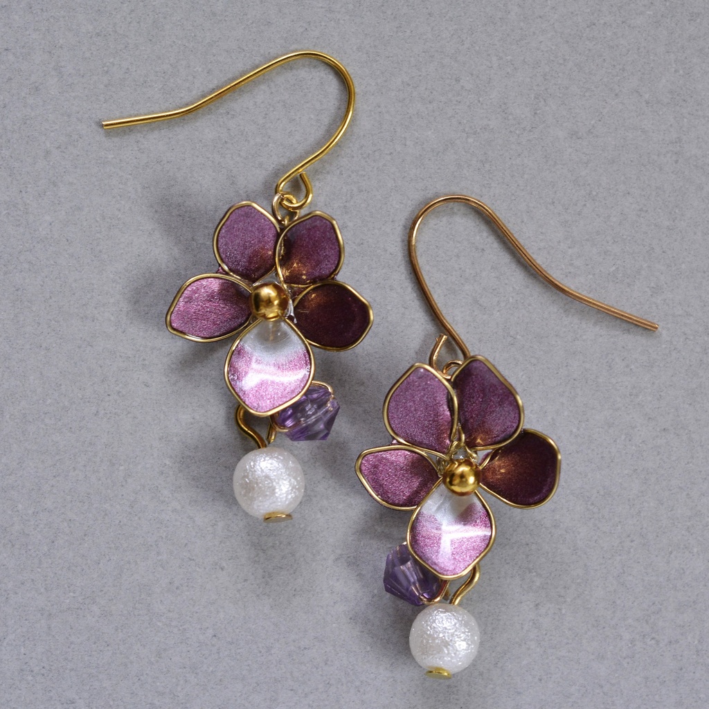 ちいさなスミレのピアス&イヤリング