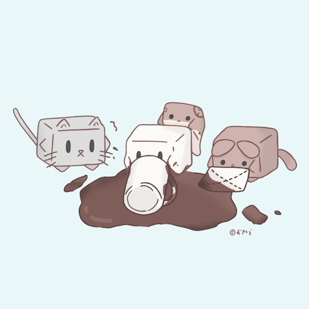 ココアでひとやすみ【ブルー・ななめ模様】タンブラー