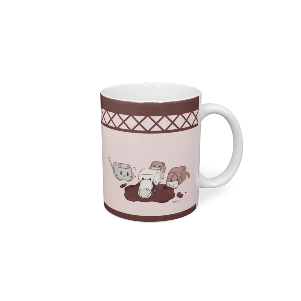 ココアでひとやすみ【ピンク・ばってん模様】マグカップ