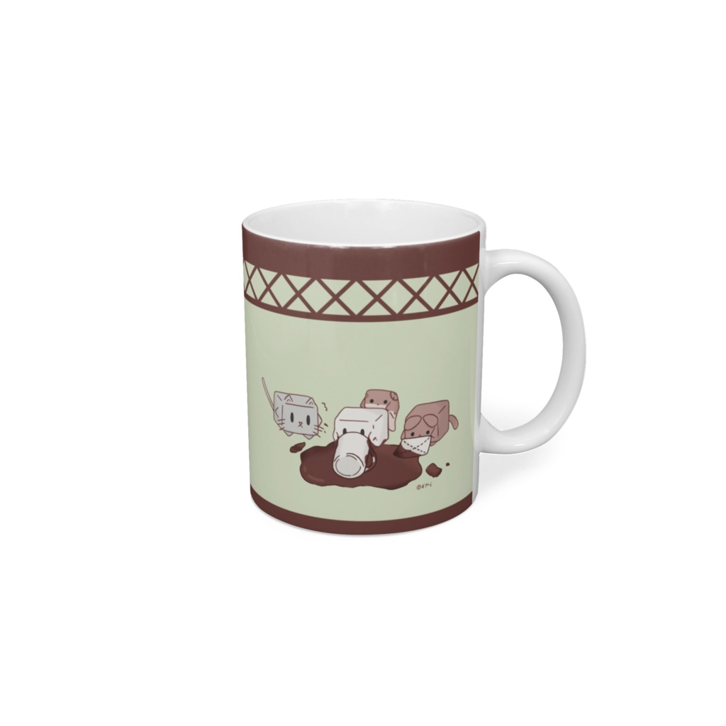 ココアでひとやすみ【グリーン・ばってん模様】マグカップ