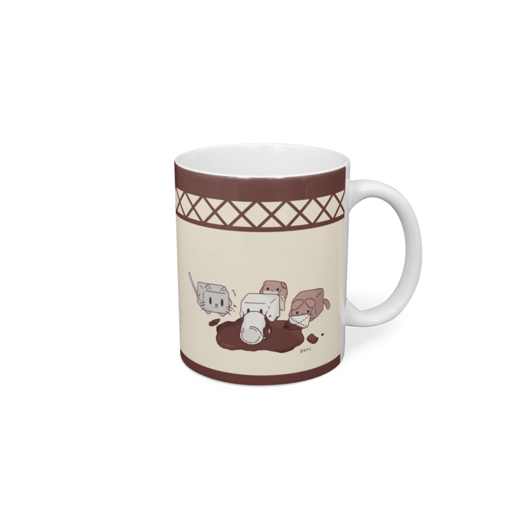 ココアでひとやすみ【イエロー・ばってん模様】マグカップ