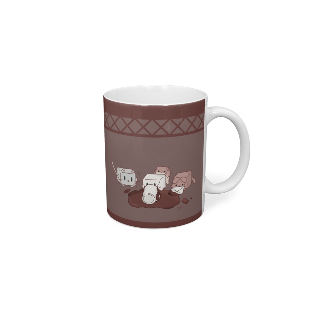 ココアでひとやすみ【ブラウン・ばってん模様】マグカップ