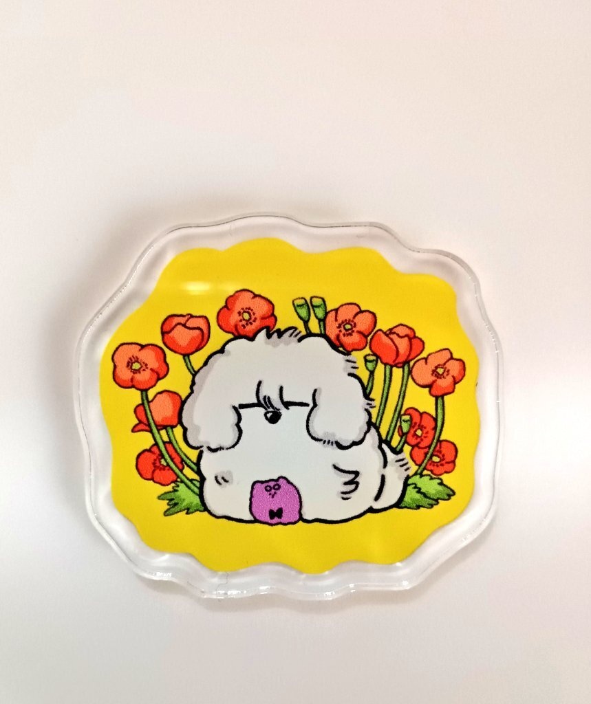 子犬ngroと外来種の花アクリルマグネット