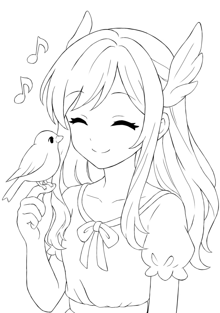 【塗り絵線画】けもみみちゃん 塗り絵線画セット(DL版)|4点セット