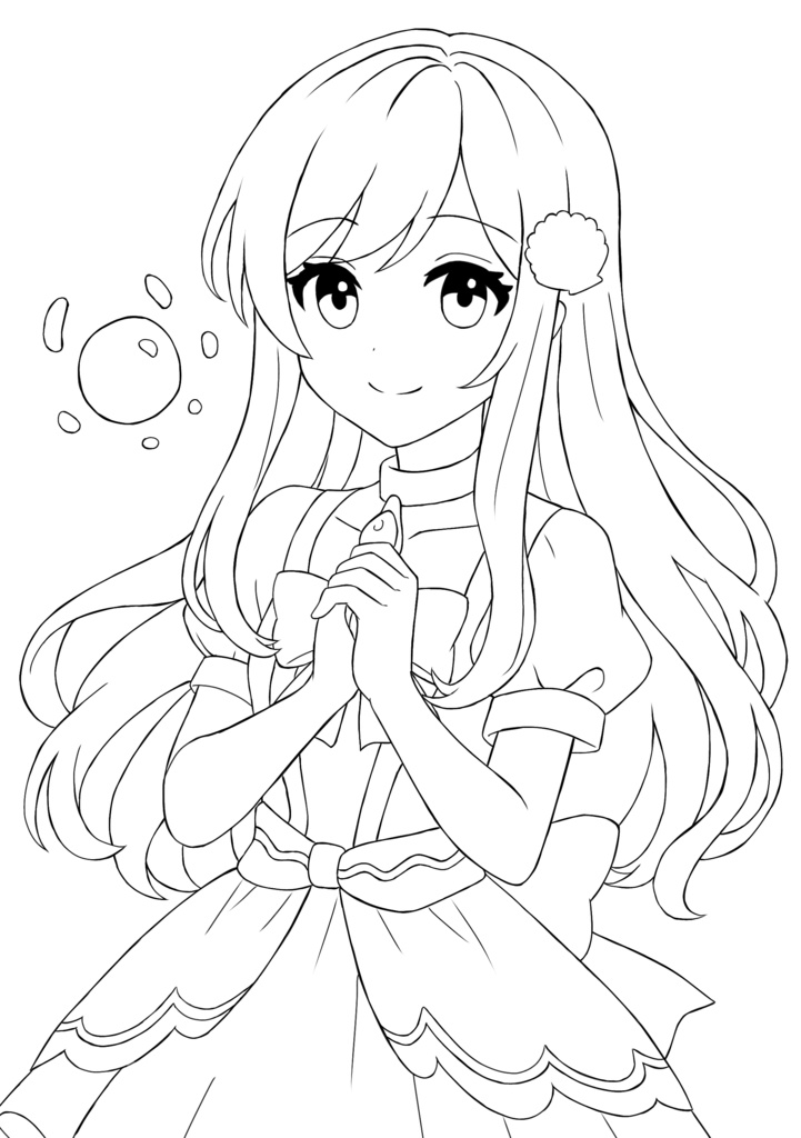魔法少女 塗り絵線画セット(4点・DL版)|塗り練習向け/女の子/コピック・デジタル対応