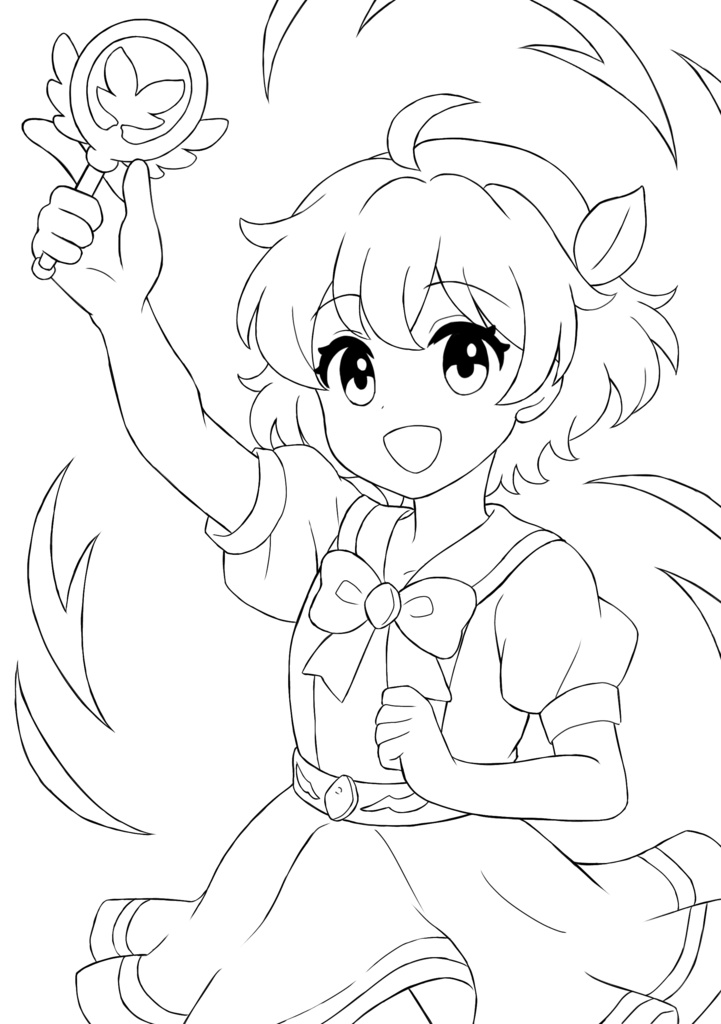 魔法少女 塗り絵線画セット(4点・DL版)|塗り練習向け/女の子/コピック・デジタル対応