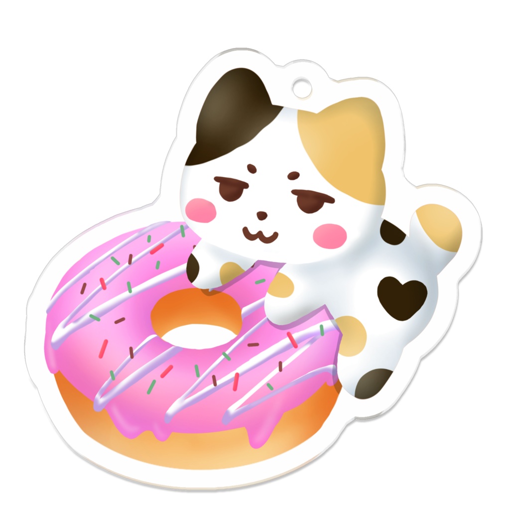 ドーナツねこ アクリルキーホルダー（ストロベリー）