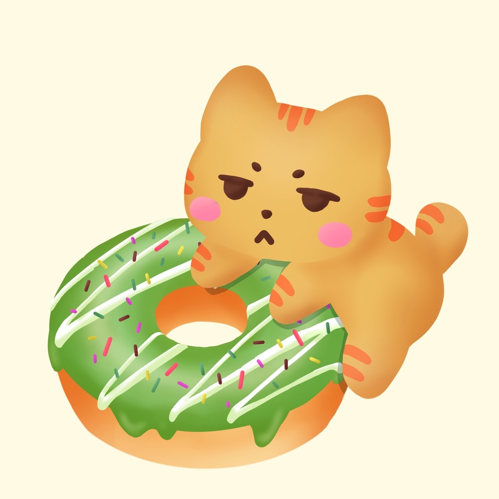 ドーナツねこ アクリルキーホルダー(5cm)|茶トラねこ