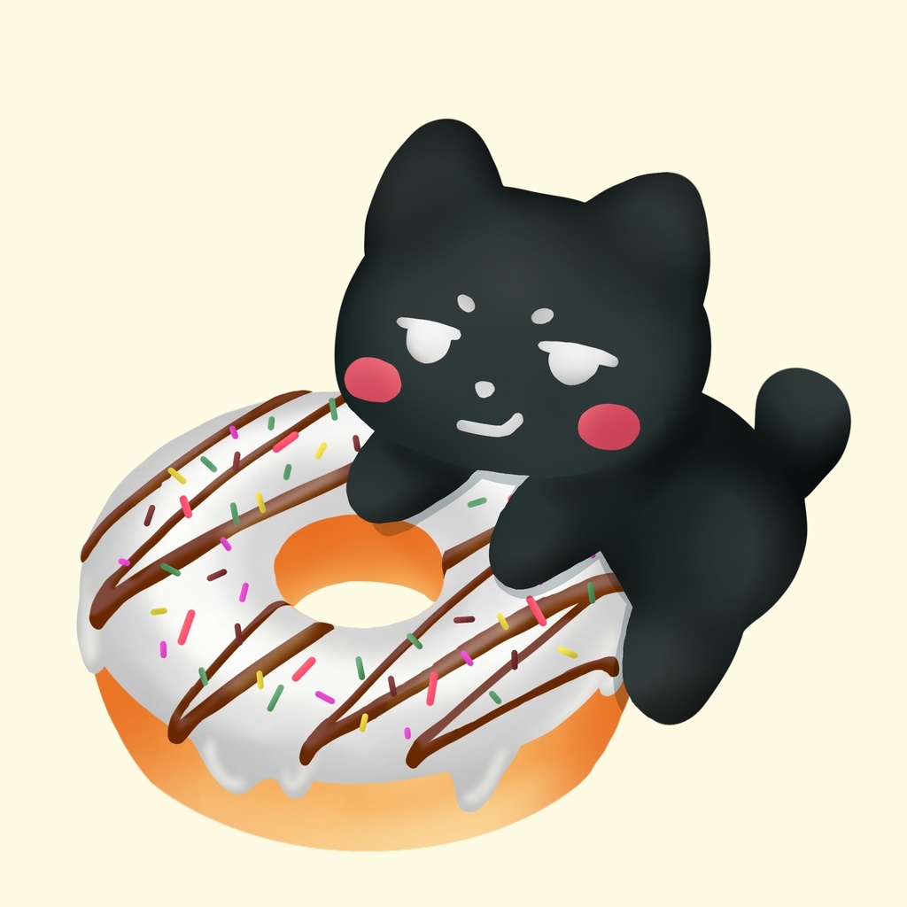 ドーナツねこ アクリルキーホルダー(5cm)|黒ねこ