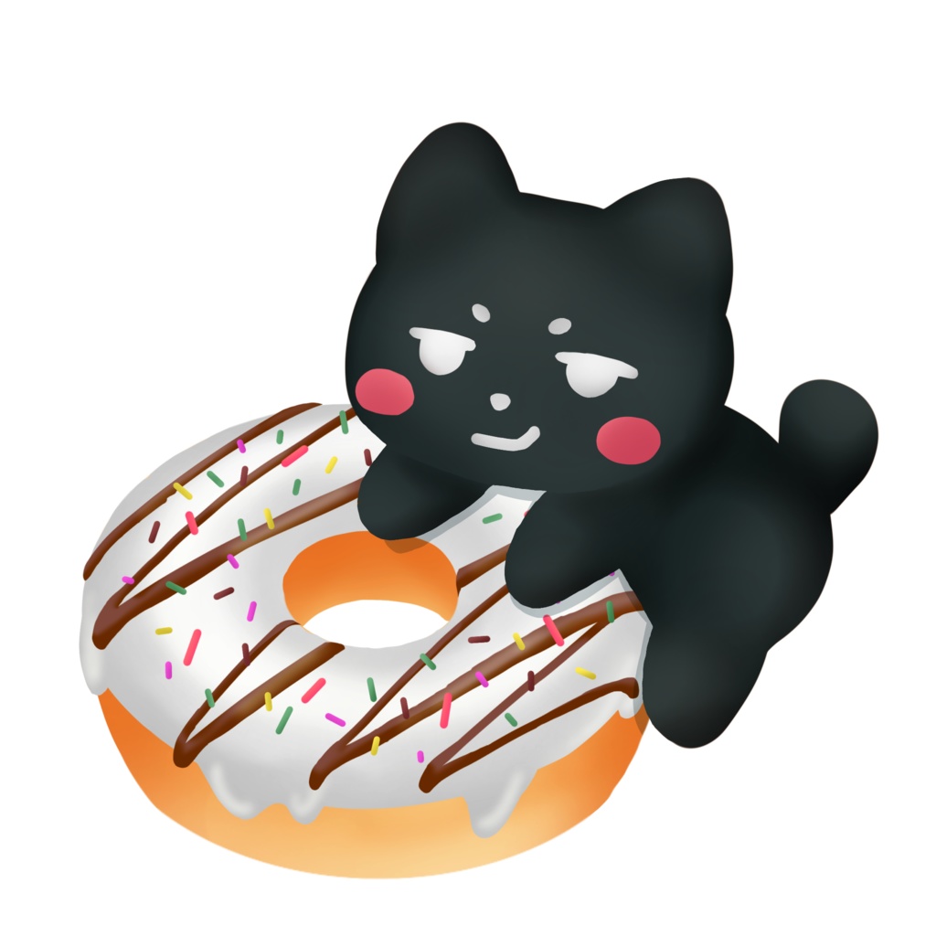 ドーナツねこ アクリルキーホルダー(5cm)|黒ねこ