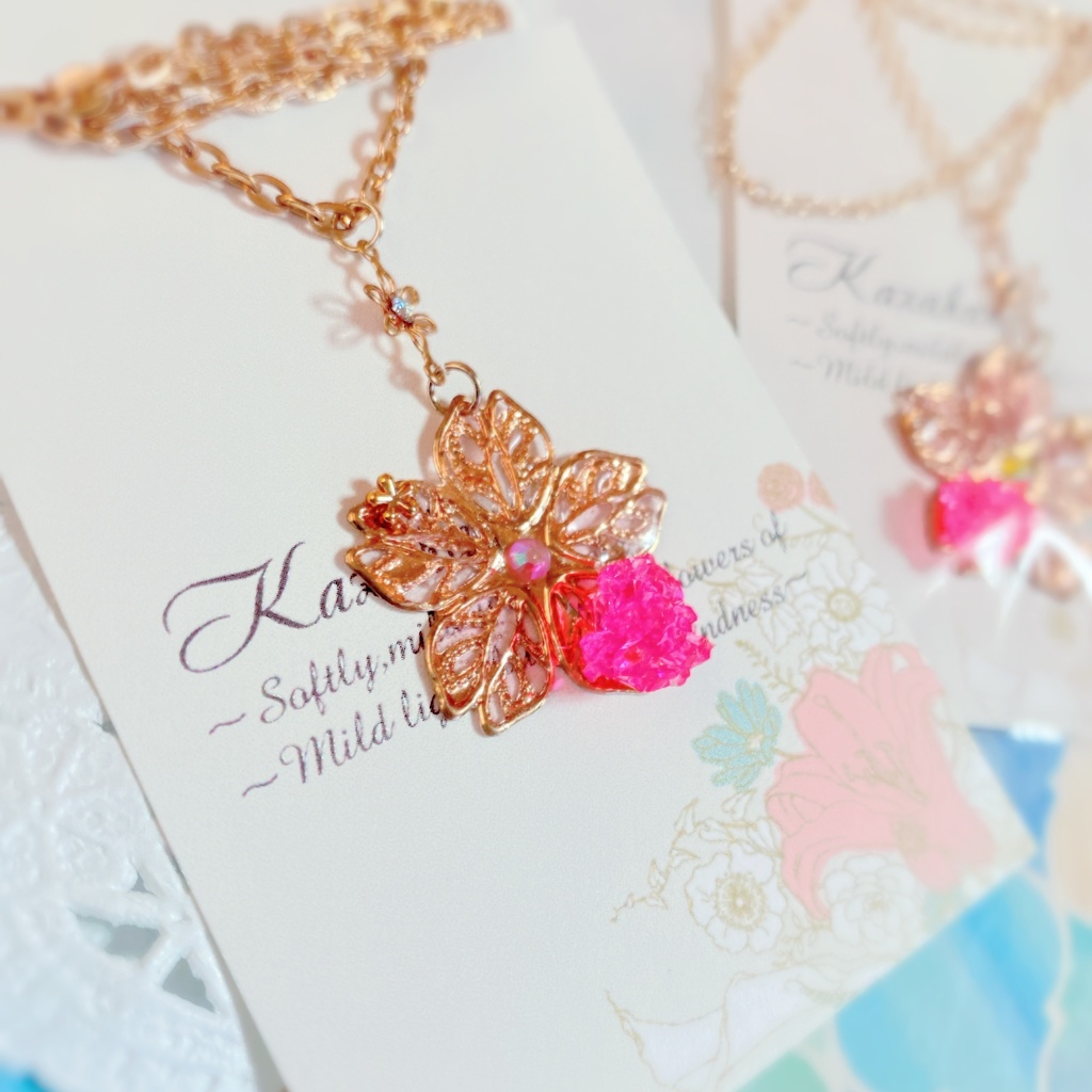 鉱石花 さくら ネックレス