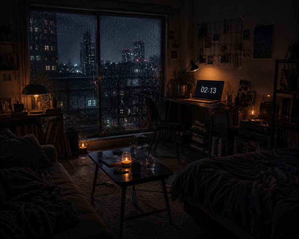 Rainy Midnight Room