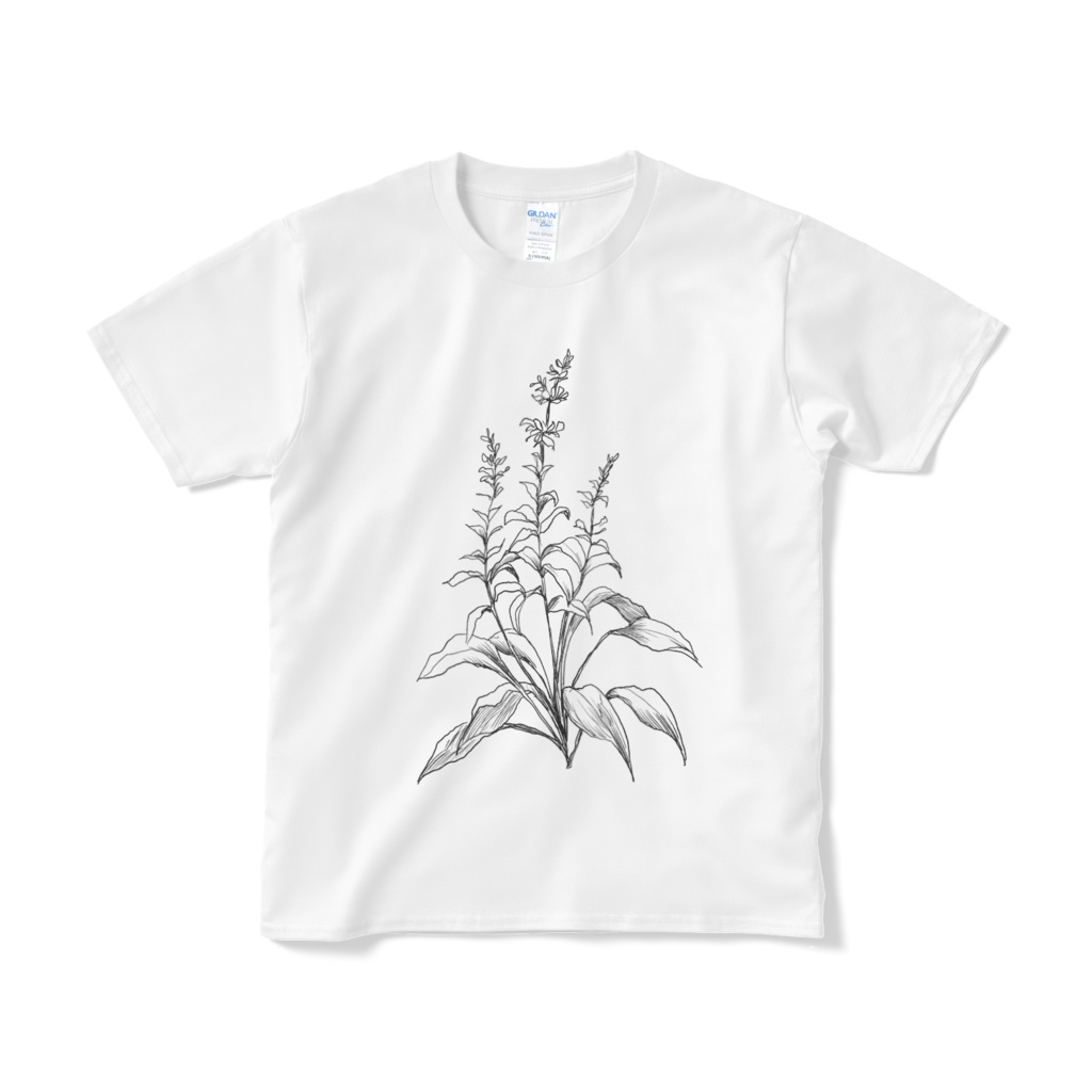 花好きさんのためのTシャツ　セージ　(白黒)