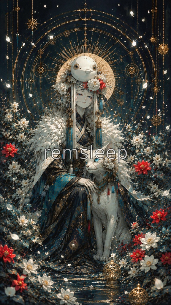 白花の祭壇｜Altar of White Blossoms｜Japanese Dark Fantasy Digital Art