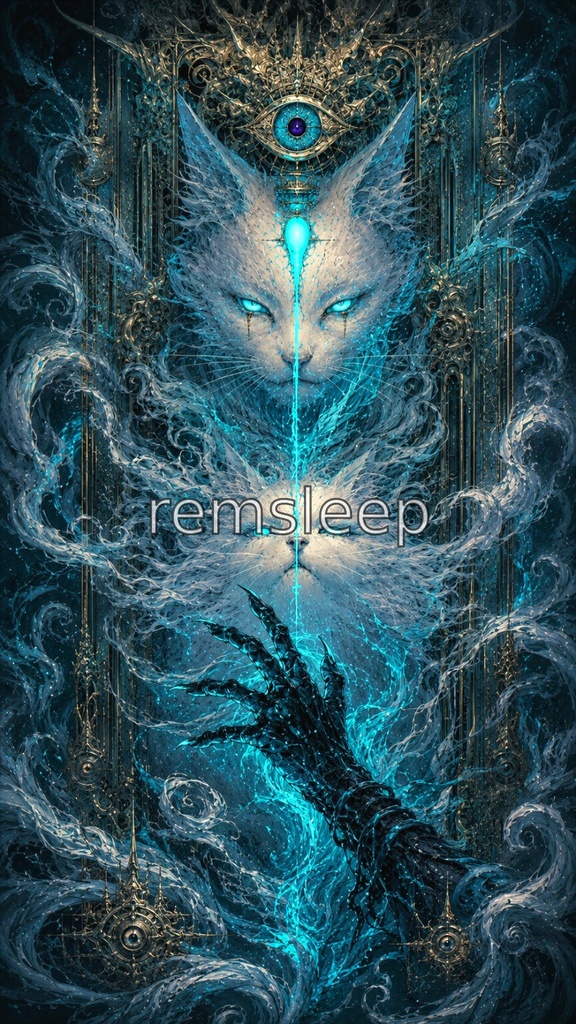 双猫の啓示｜Revelation of the Twin Cats｜Dark Fantasy Digital Art