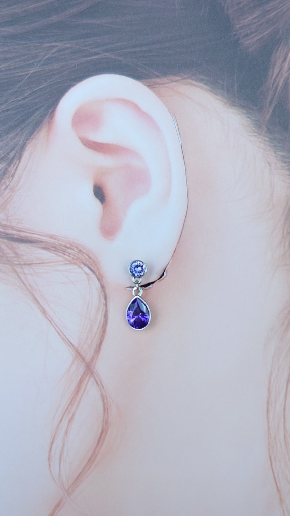 紫×黄 シンプル耳飾り