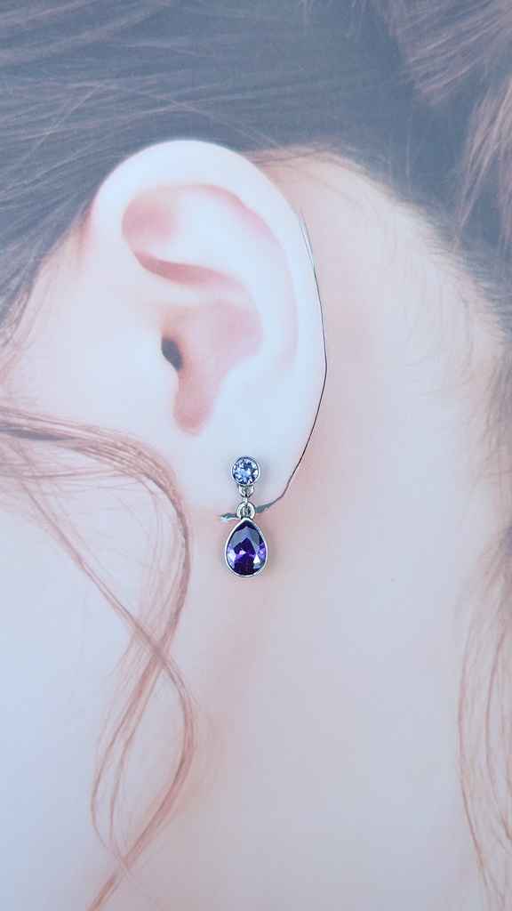 紫×黄 シンプル耳飾り