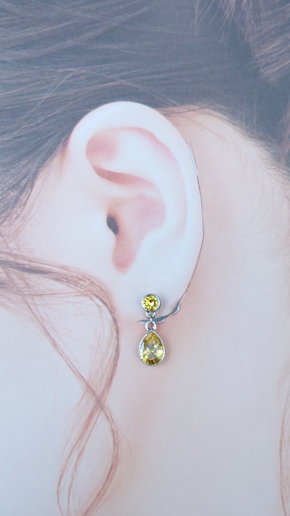 紫×黄 シンプル耳飾り