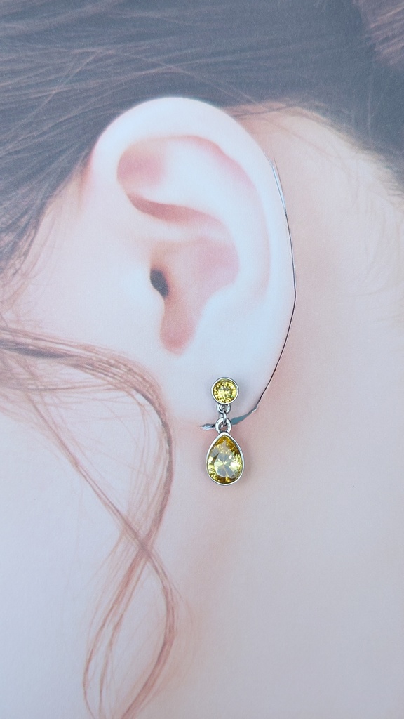 紫×黄 シンプル耳飾り