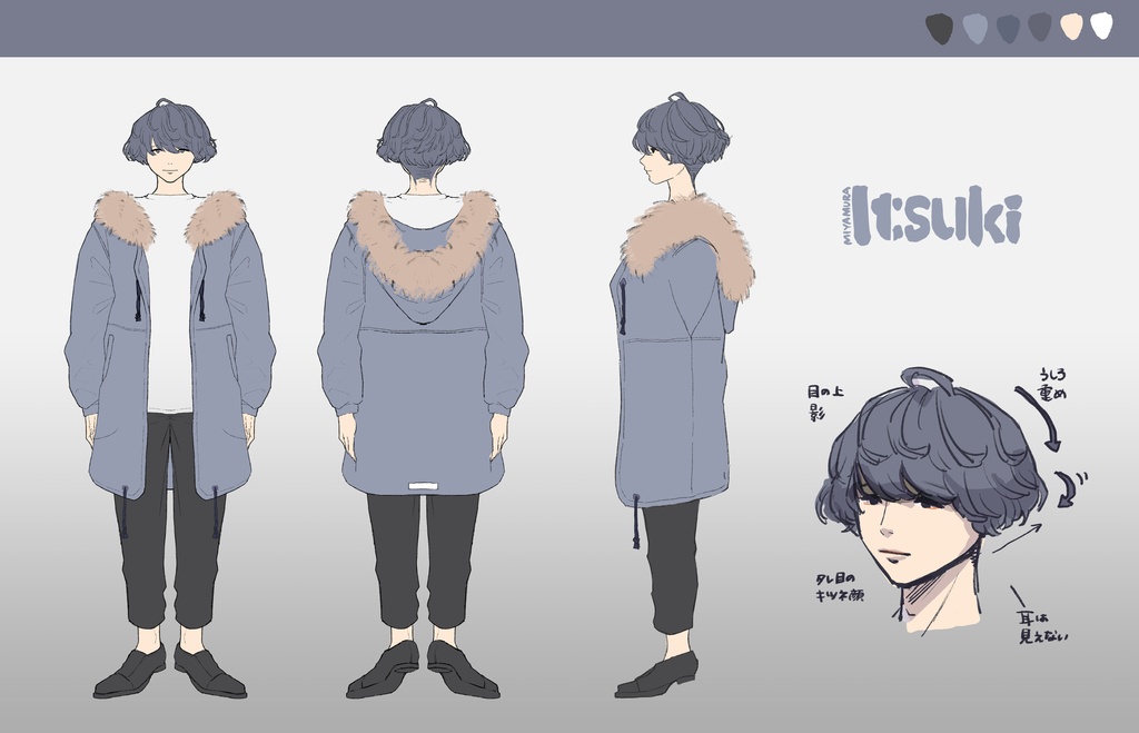 "Itsuki Miyamura" avatar three views