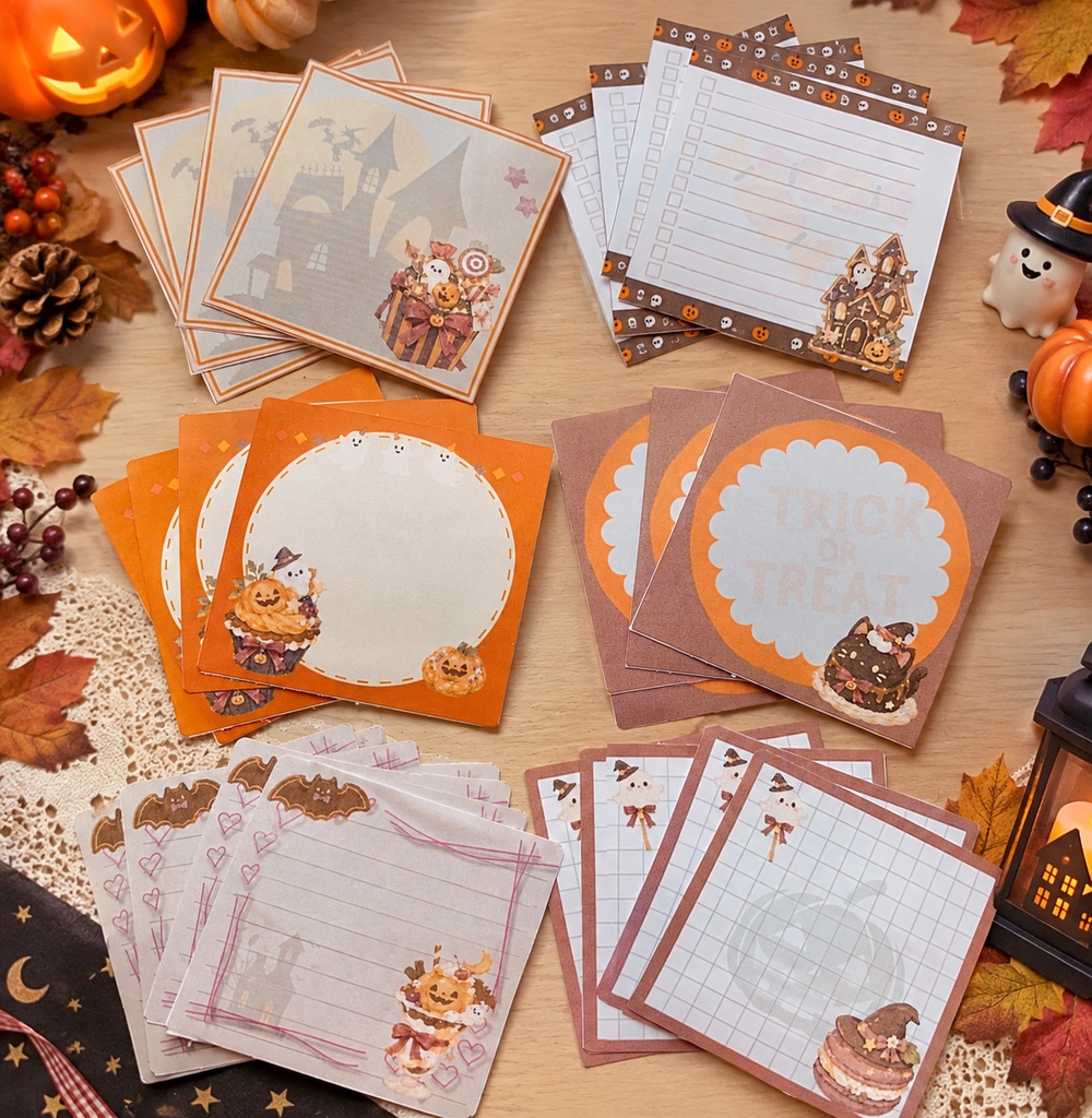 ハロウィンのおばけとお菓子のメモ6種セット
